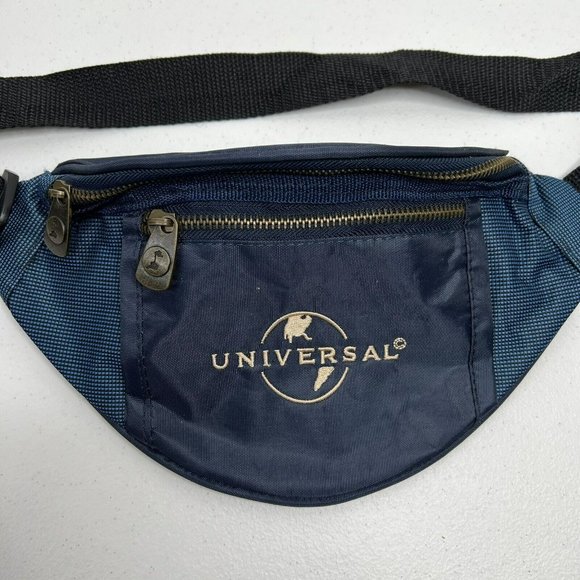 Universal Studios Fanny Pack Adjustable Waist Belt Bag Zippered Pockets Navy OS - Picture 3 of 16
